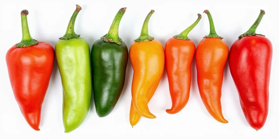 A colorful array of fresh Mexican peppers in a garden
