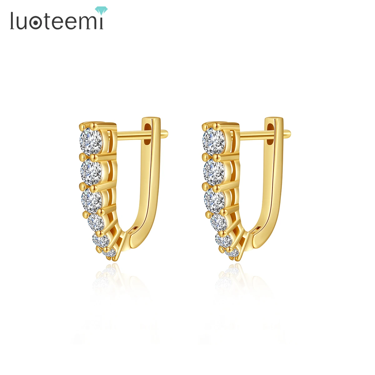 

CZCITY Hoop Earring Charm Trendy Woman Huggie Korean Fashion Diamond Zirconia Zircon Hot Sale Clip Earing