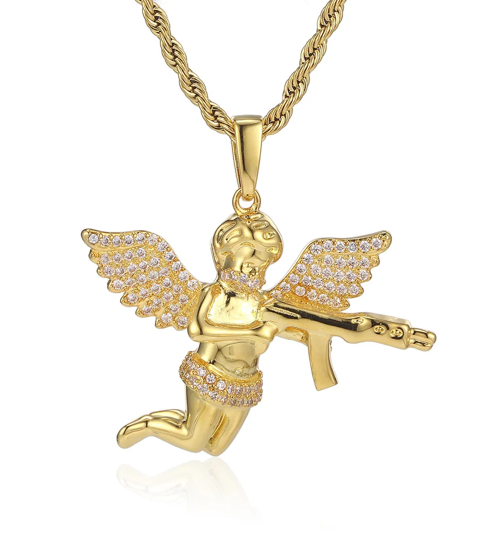 

Revenge angel hiphop pendant chain necklace chain necklace, Silver/gold