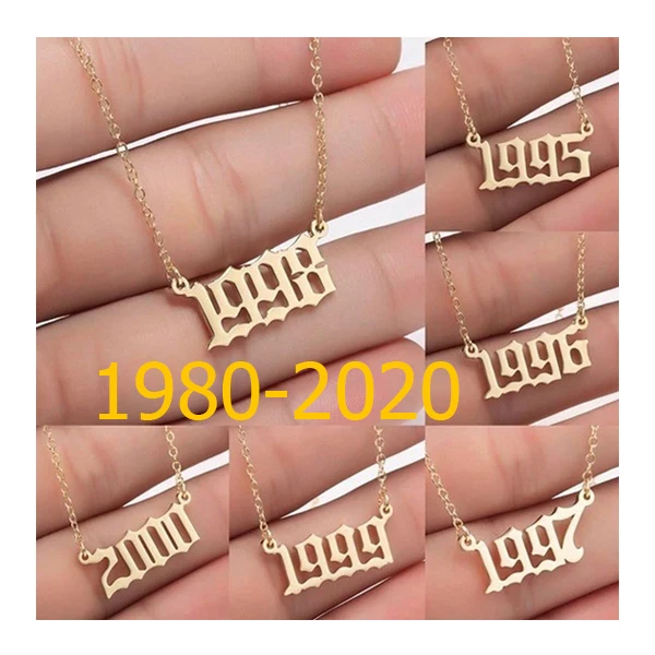 

Eico Custom Personalize Pendant Necklace Vendor Stainless Steel Birth Year Necklace Birthday Gift from 1980 to 2020