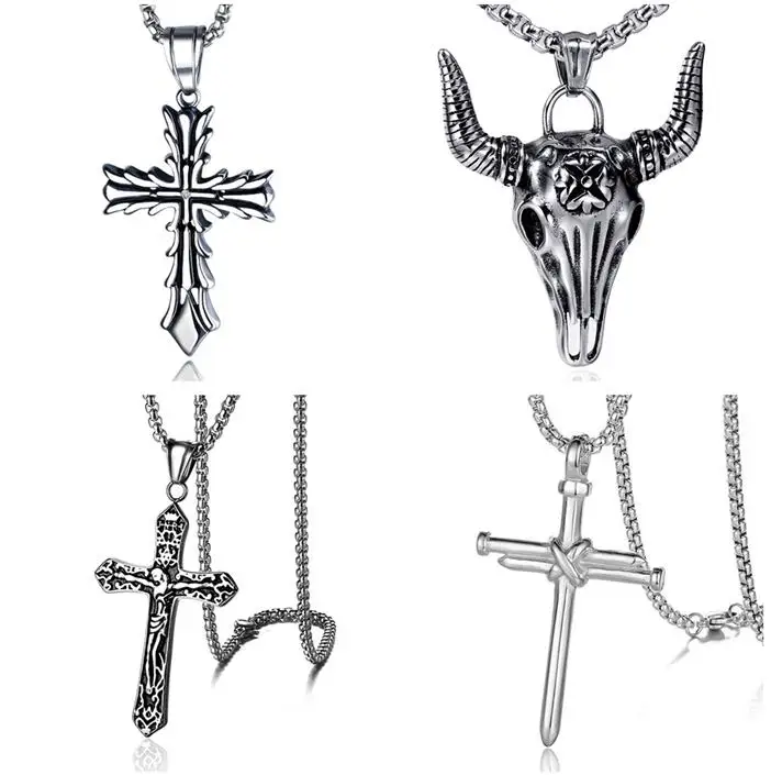 

2022 Classic Style Jesus Cross Pendants Necklace For Men chain Personalized Design Jewelry Zircon Inlay Necklace Wholesale