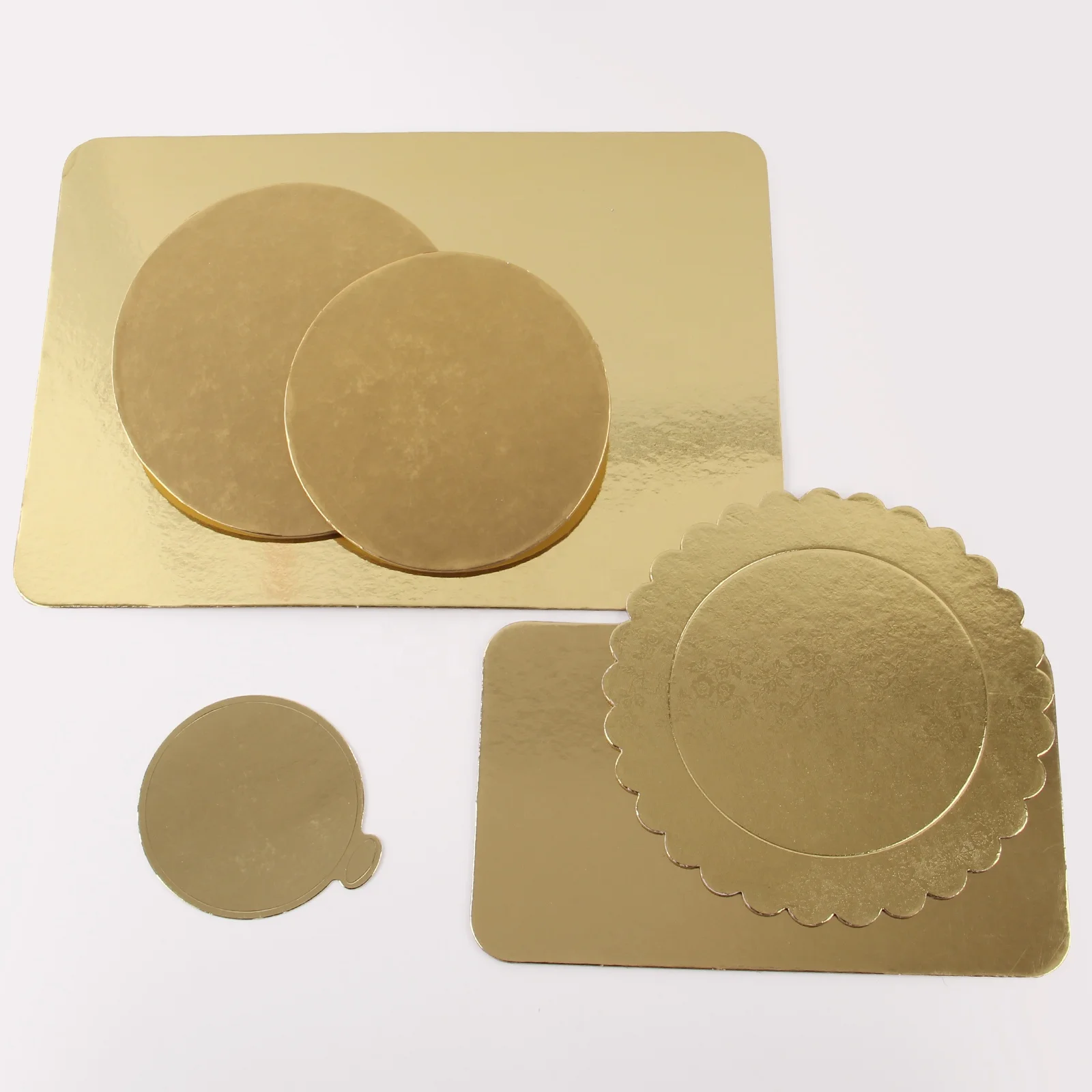 
Different size round & square gold chipboard cake board 