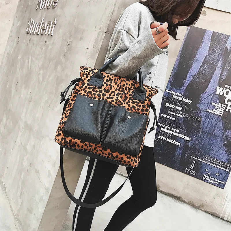 

Osgoodway2 leopard print large capacity ladies tote bag luxury leather trendy handbags for women, Khaki/brown/white