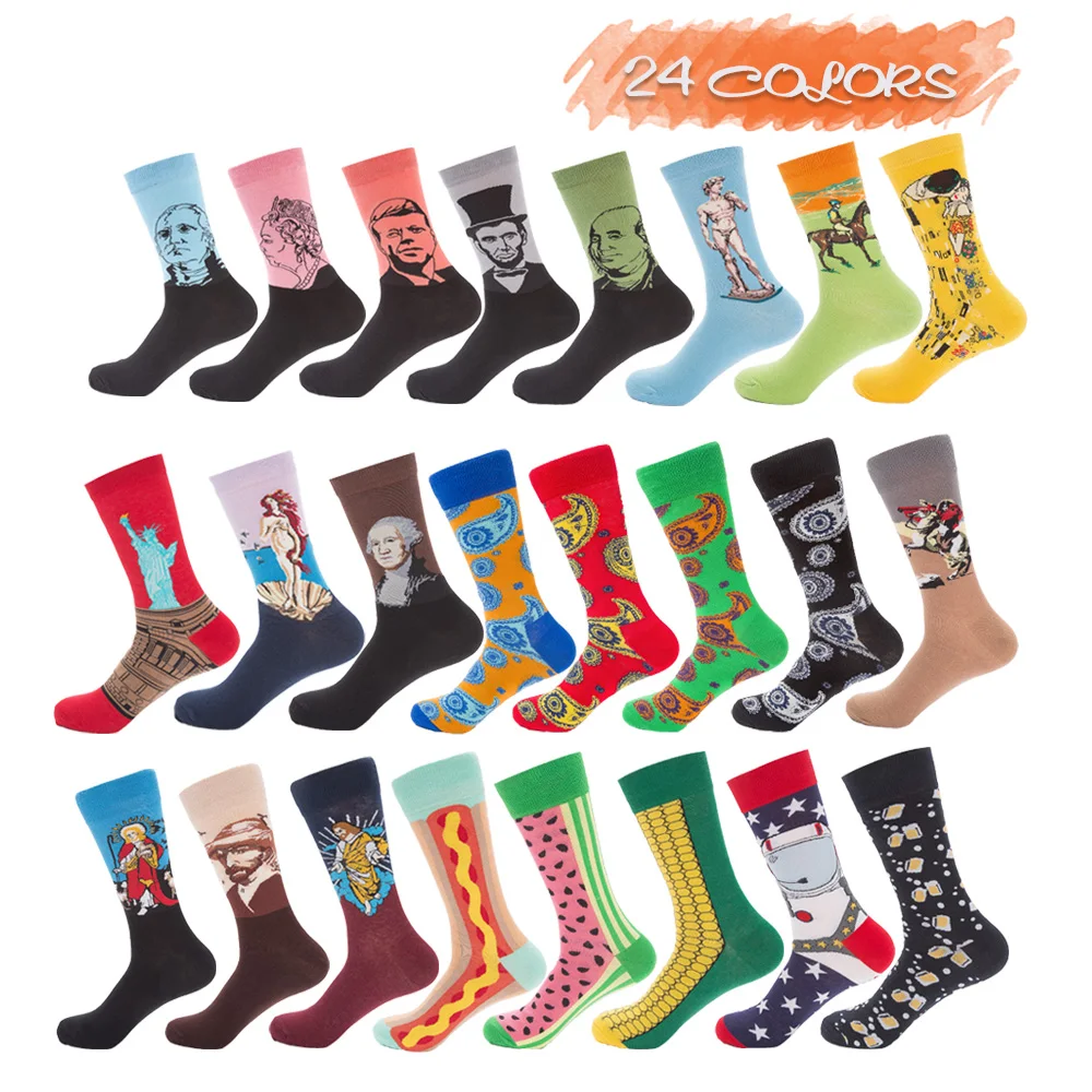 Yueli 24 designs crew cotton men women socks