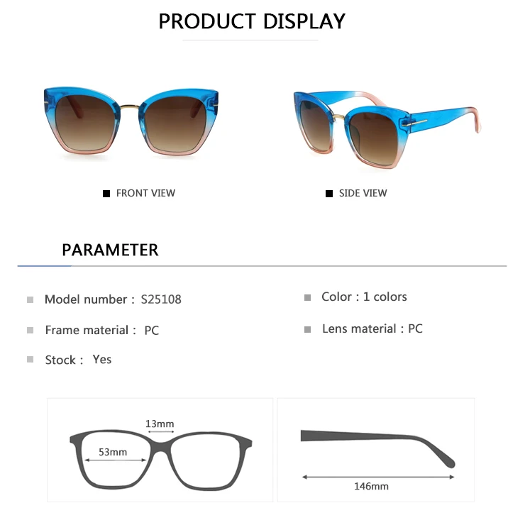 EUGENIA Gafas De Sol Colorful Promotional China Manufacture Oversize Stylish Women Sunglasses