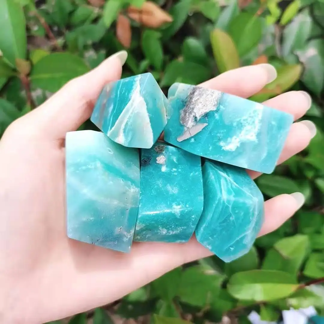 

Natural High Quality Beautiful Healing Gemstone Amazonite Free Form Amazon Stone Carvings For Gift Decoration