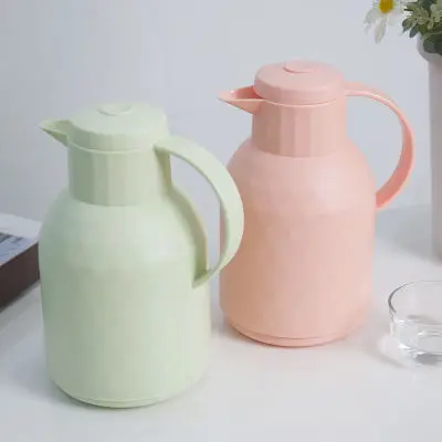 

1.0L new style new design pink glass refill pp body carafe water vacuum water jug thermos plastic coffee pot vacuum flask, Customized color