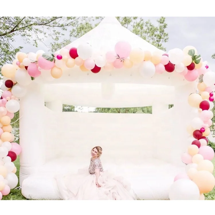 PVC customized size inflatable white bouncy house castle for wedding