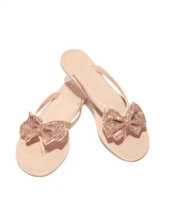 Spot for summer new clip foot bow flash diamond sandals and slippers women word slippers women flip flop from China