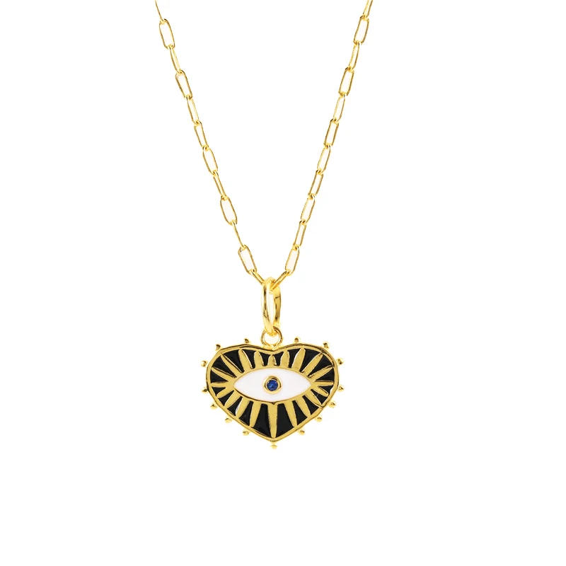 

ROXI New Design Enamel Material Heart Charm Engraved With Eyes Shape Pendant For Necklace, Gold