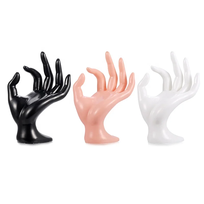 

High Quality Custom White Pink Black Plastic Mannequin Ok Hand Form Finger Ring Bracelet Jewelry Display Stand Holder, Pe