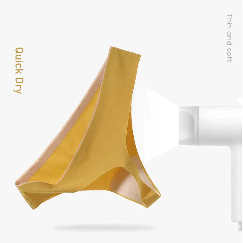 

2021 Silk Anti-bacterial Sports Underwear Women's Ice Silk Quick-drying Seamless Yoga Thong Ladies Sexy Women's Panty Thong, 6 colors