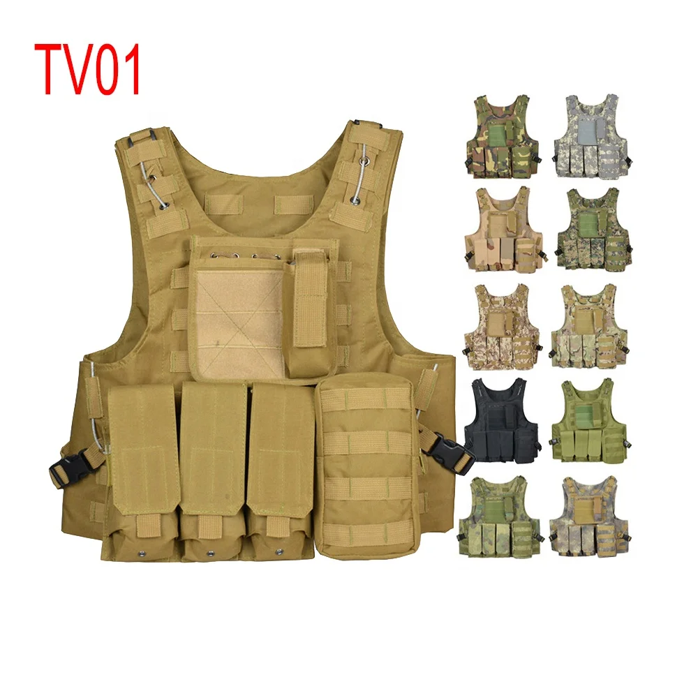 

TV01 Military Tactical Vest Bibs Safty Guard Multi Pockets Vest for Camping Hunting Hiking Shooting Climbing
