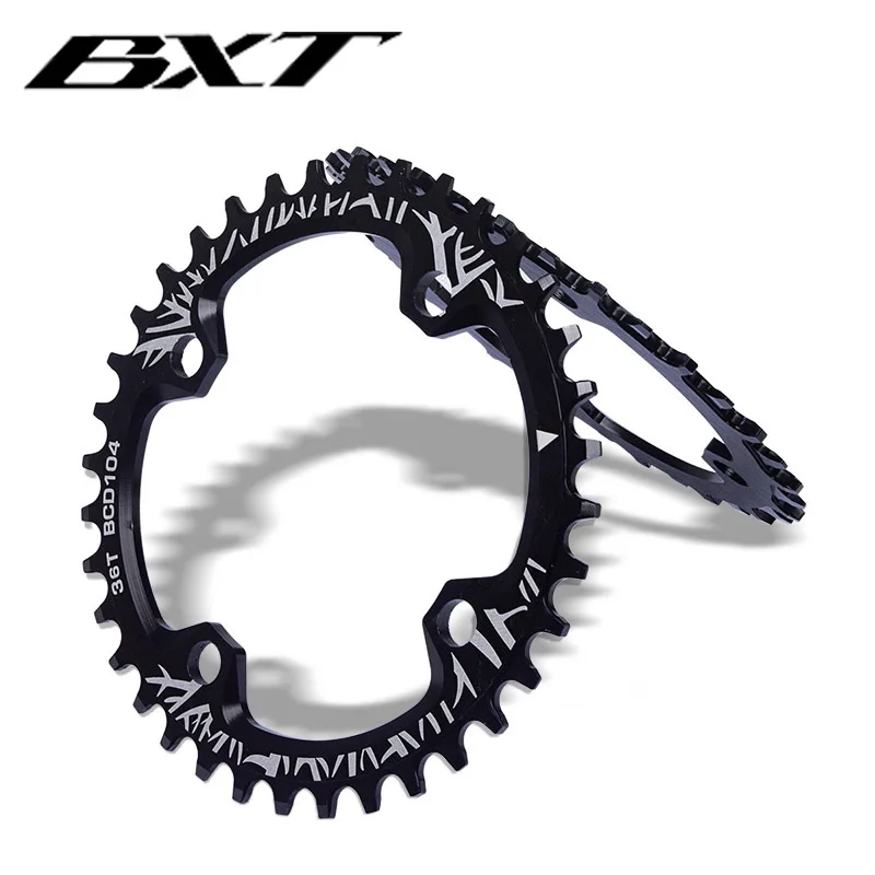 

BXT MTB mountain bike Crank Chain wheel Chain link 32T/34T/36T/38T alloy bicycle crank 104BCD Single cycle parts, Black