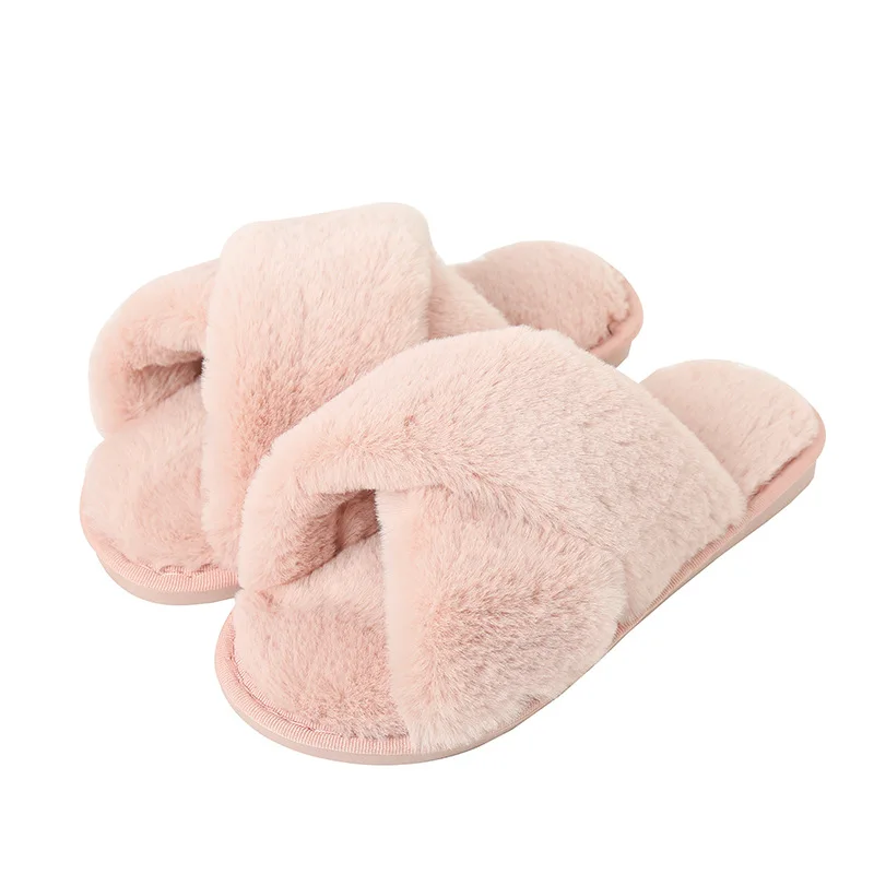

2021 autumn/winter home outdoor cross plush wool slippers