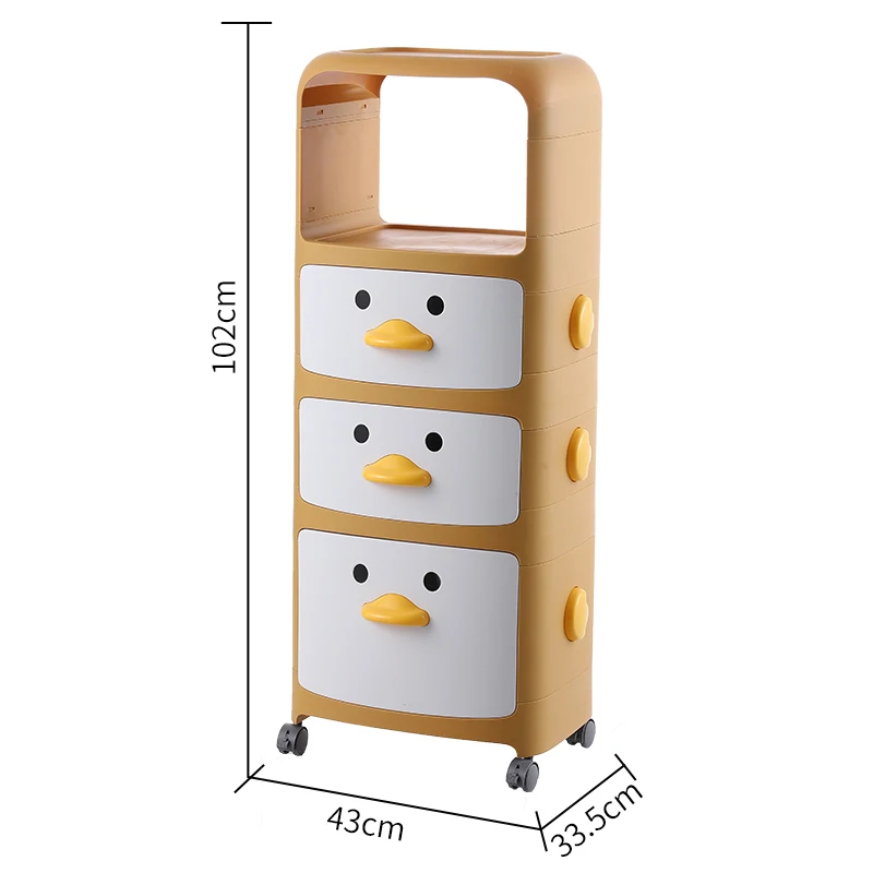 

OEM Design Kids Bedroom Plastic Cupboard Multifunction 4 Layers Storage Cabinet with Wheels, Free