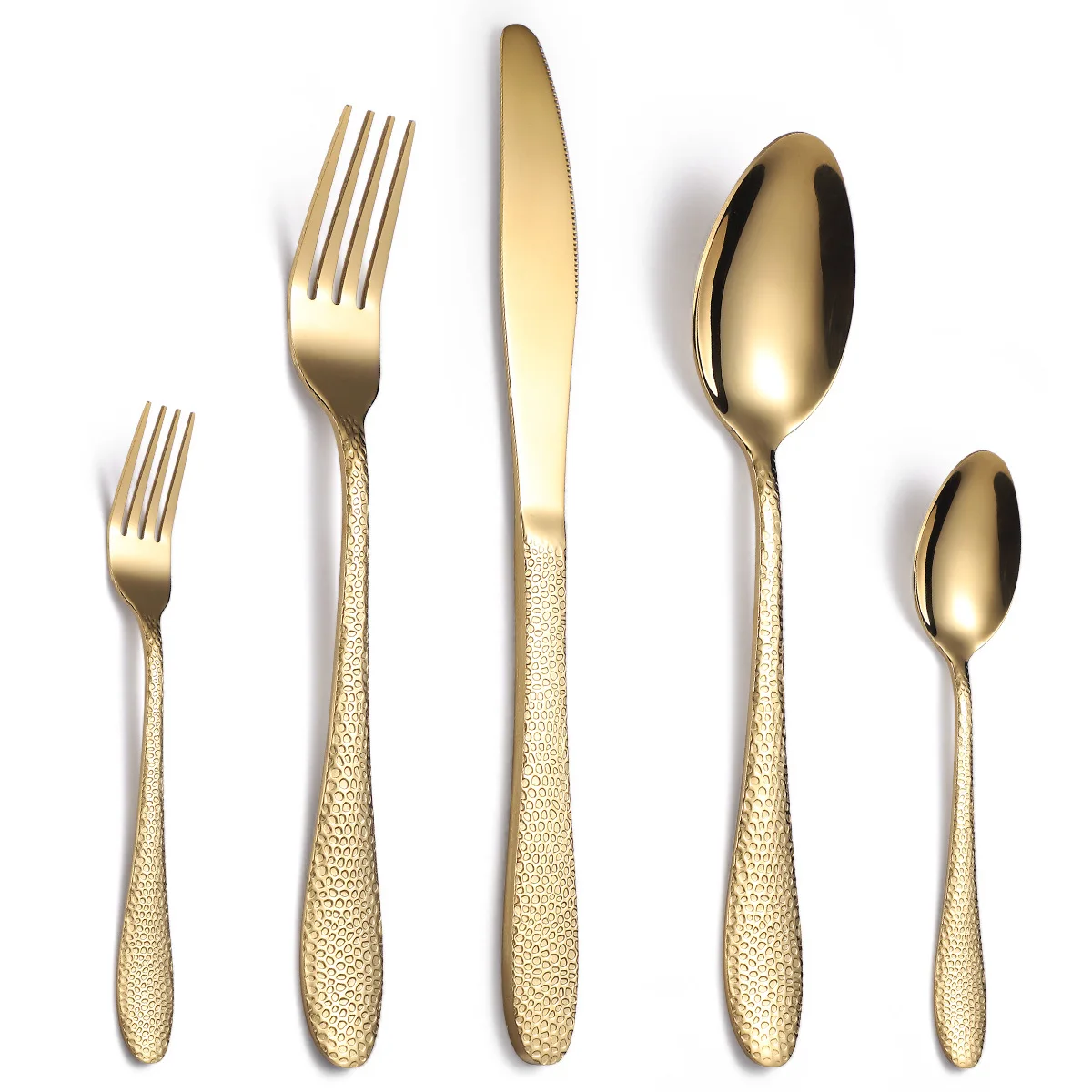 

PVD Titanium Plated Stainless Steel Hammered Cutlery Bulk Gold Flatware, Silver,rose gold,colorful,gold,black