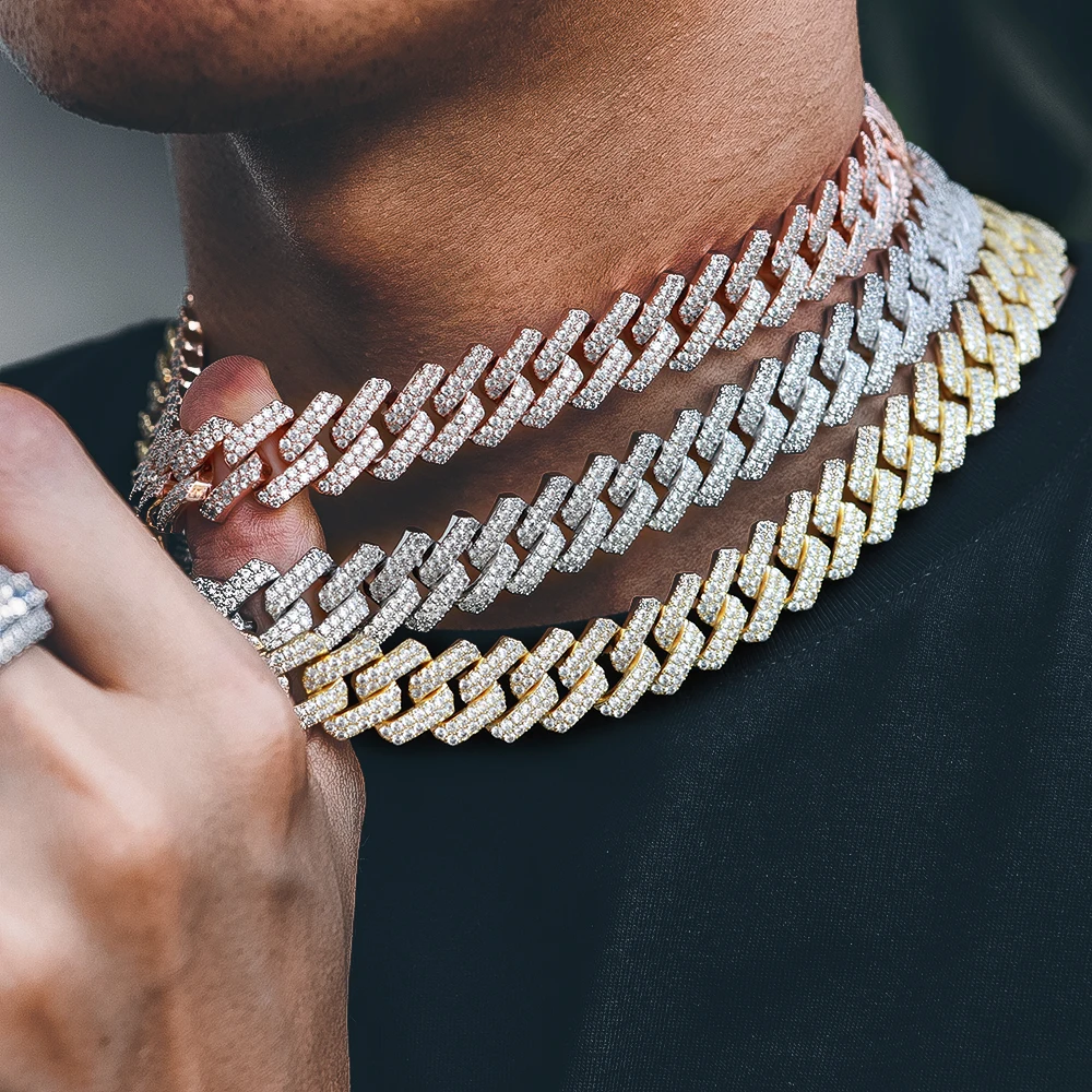 

New Hip Hop Iced Out Jewelry Gold Silver Plated Miami Cuban Diamond Necklace Choker Men Women Cuban Link Chains