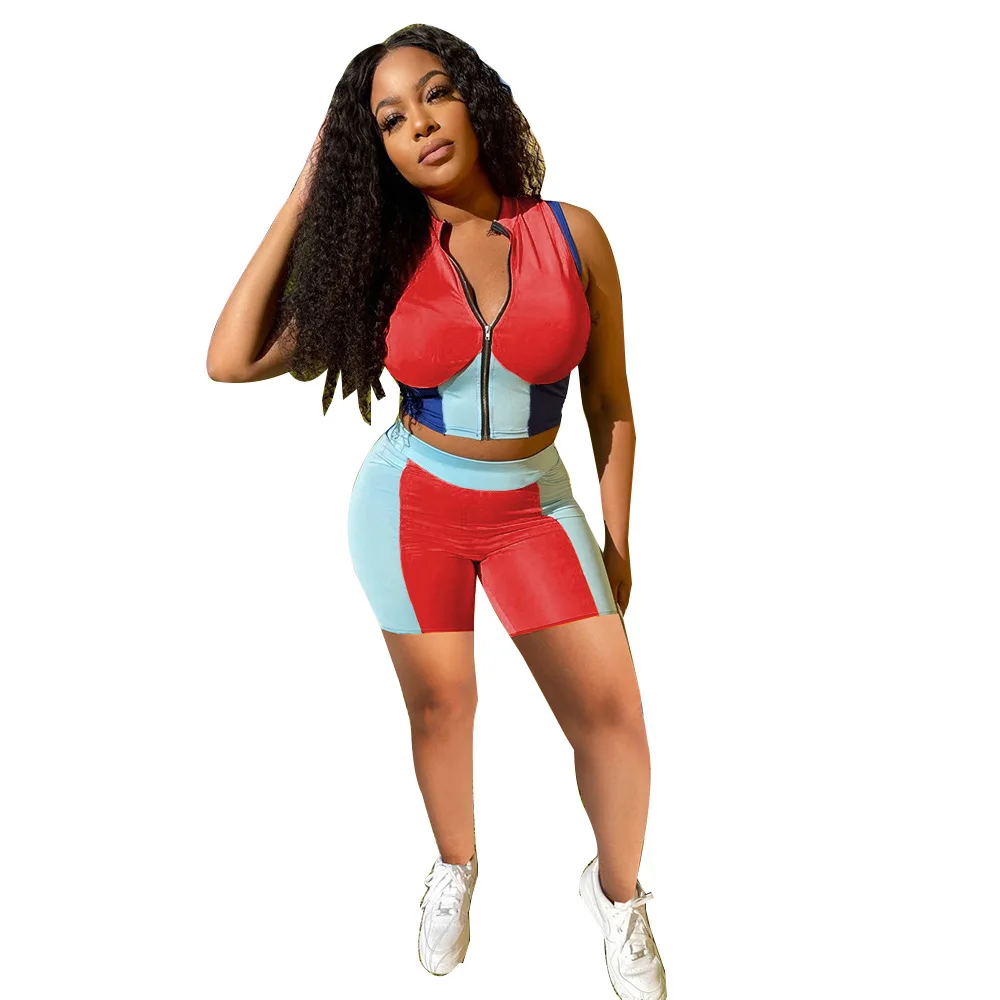 

FanLi 2021 seamless shorts women workout clothes sport wear yoga suit 2 piece short sleeves zipper fitness plus size yoga set