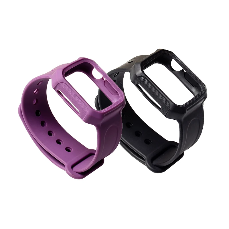 

Sports TPU Rubber Watch Band for Apple Watch 38MM 40MM 42MM 44MM, Purple/black/blue