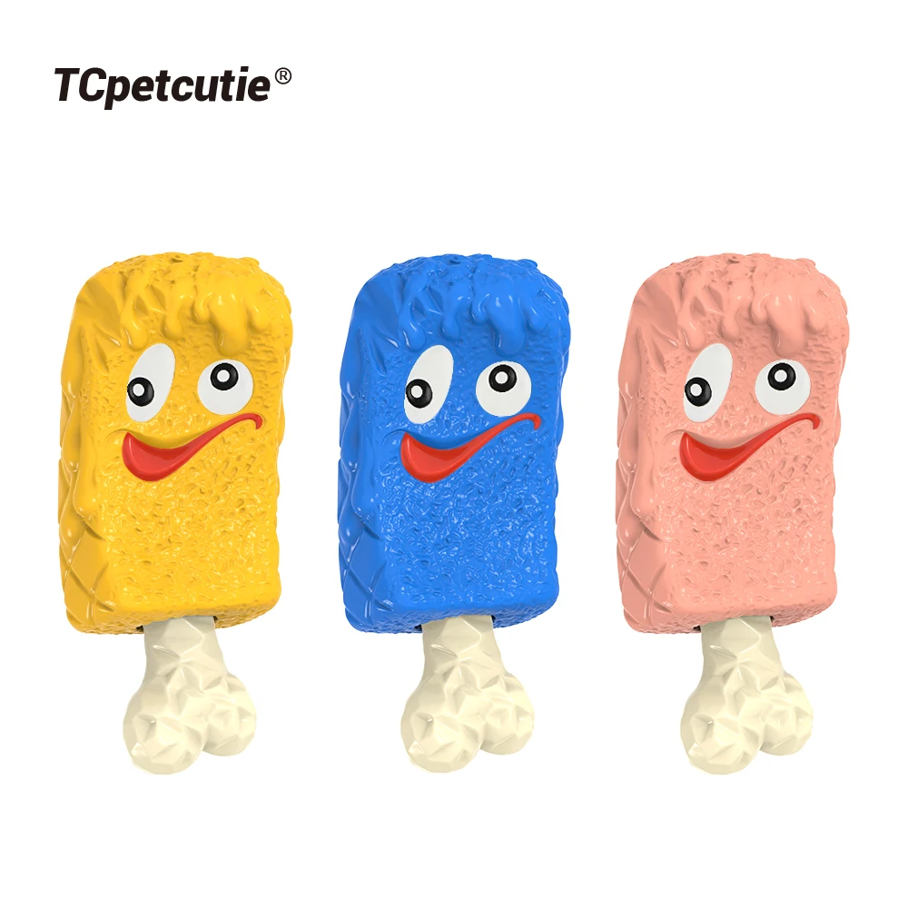 Custom Wholesale Ice Cream Shape Indestructible IQ Training Dog Food Puzzle Feeder Dog Chew Toy With Beef Bacon Cream Flavor