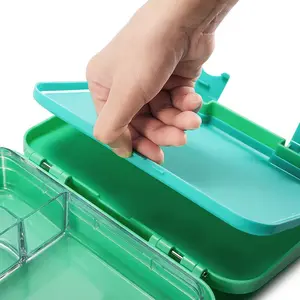 Image of Compact Bento box with 4 compartments BPA free square lunchbox perfect for school lunches