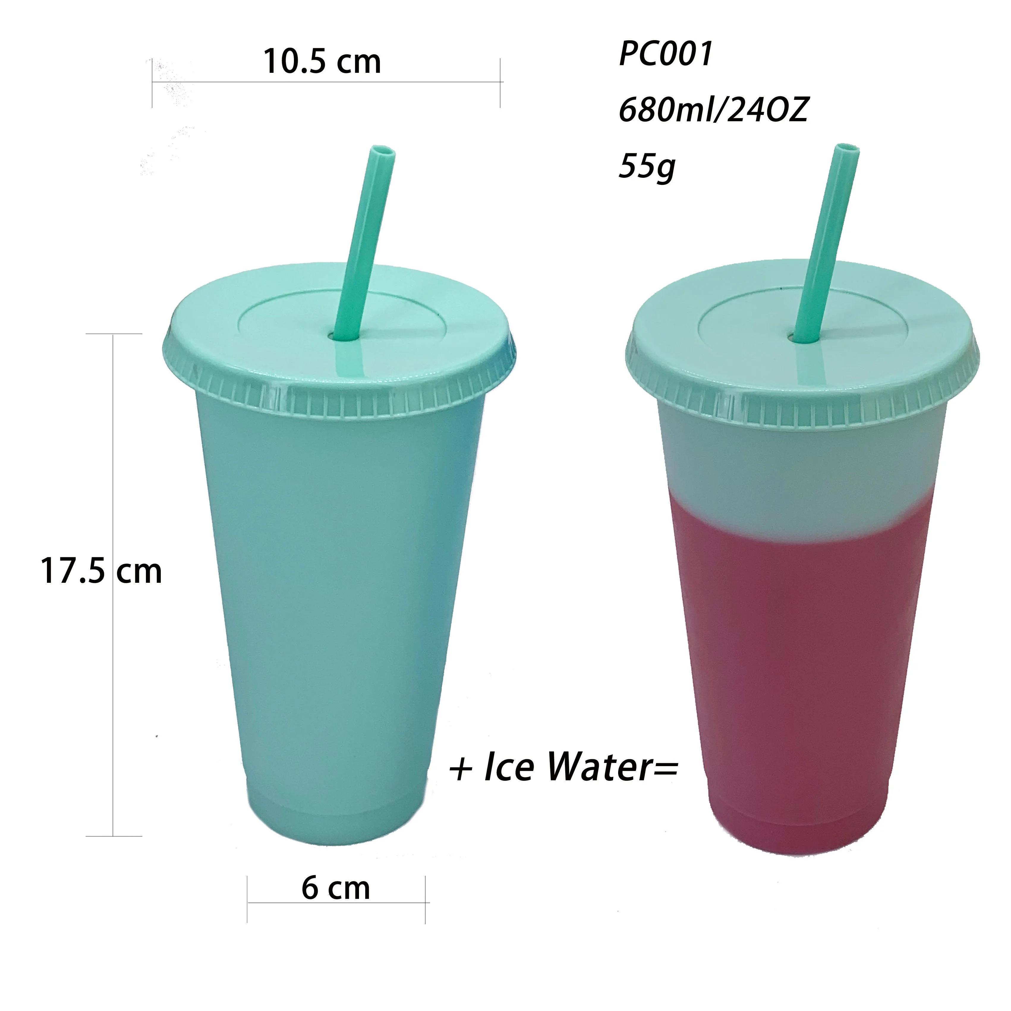 24oz 680ml Reusable Color Colour Changing Ice Cold Water Coffee Cups 