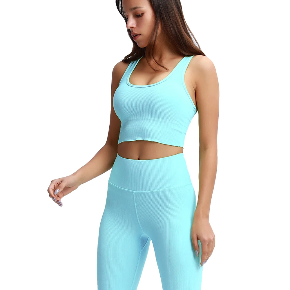 

Women High Elastic Soft Compression Yoga Leggings and Bra Set Wholesale