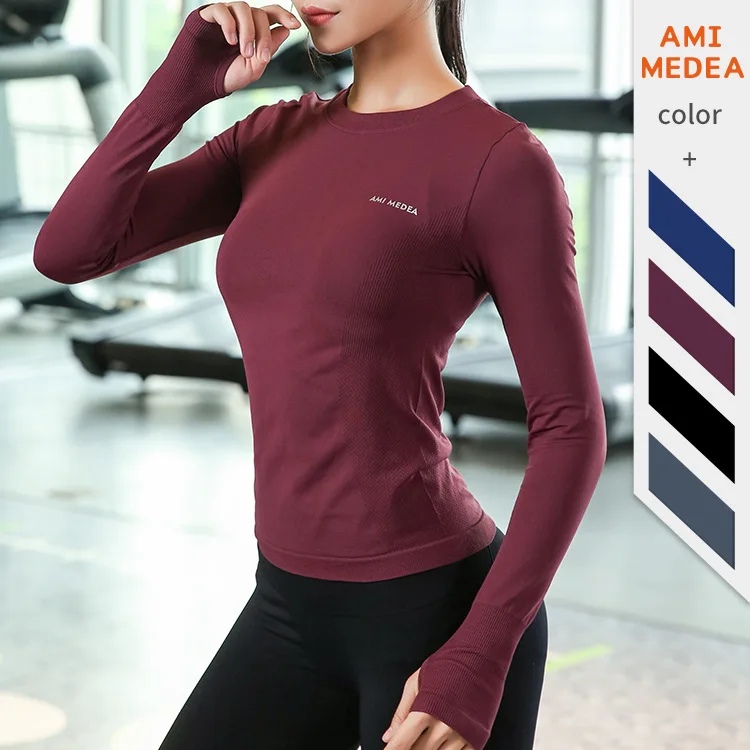 

Newly design breathable seamless workout long sleeve yoga fitness sport suit
