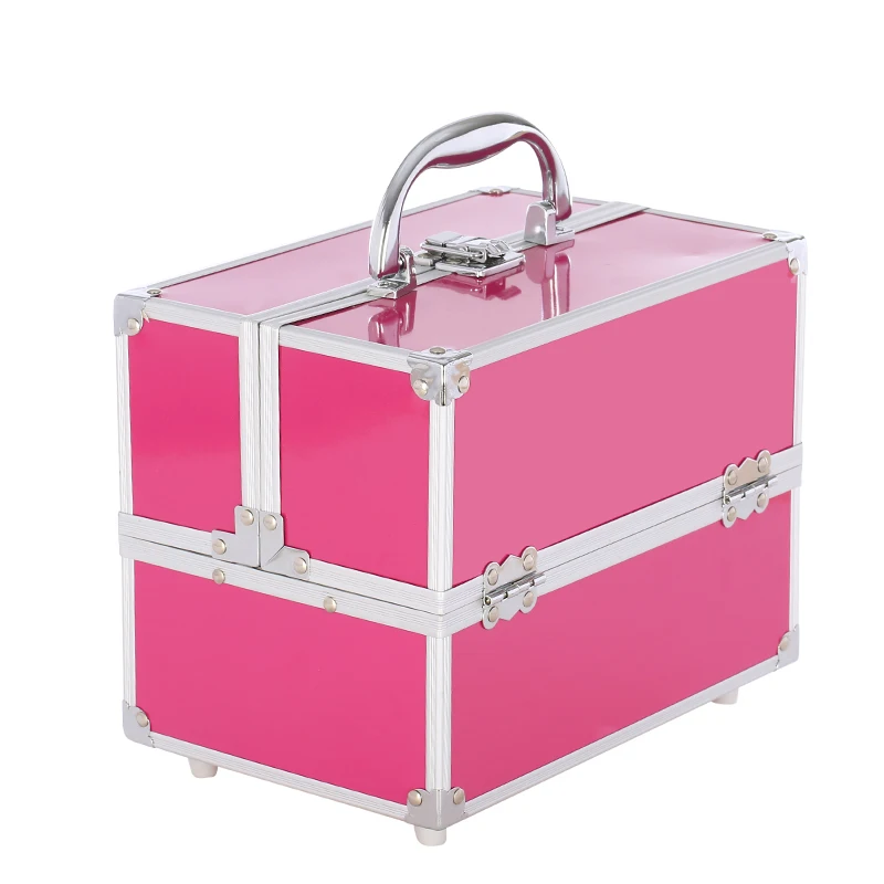 China Factory Hot Sale Travel Portable  Double Open Aluminum  Makeup Storage Cosmetic Vanity case