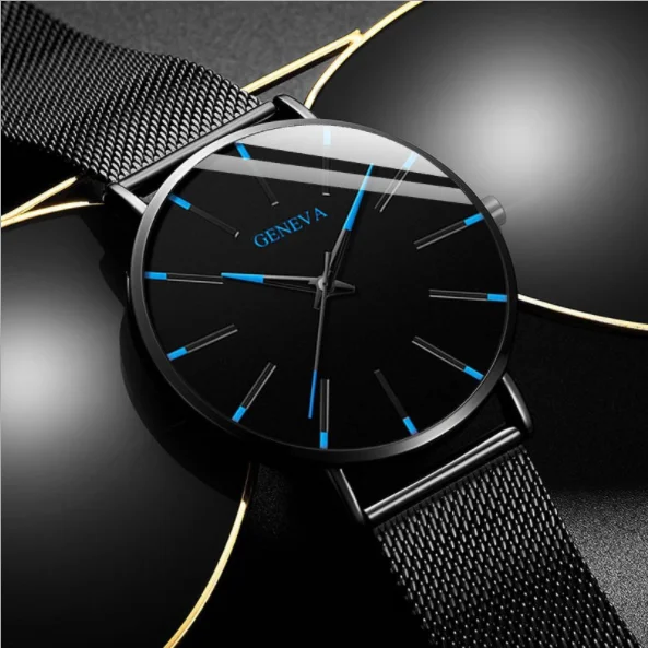 

2020 Minimalist Men's Fashion Ultra Thin Watches Simple Men Business Stainless Steel Mesh Belt Quartz Watch, 22colors