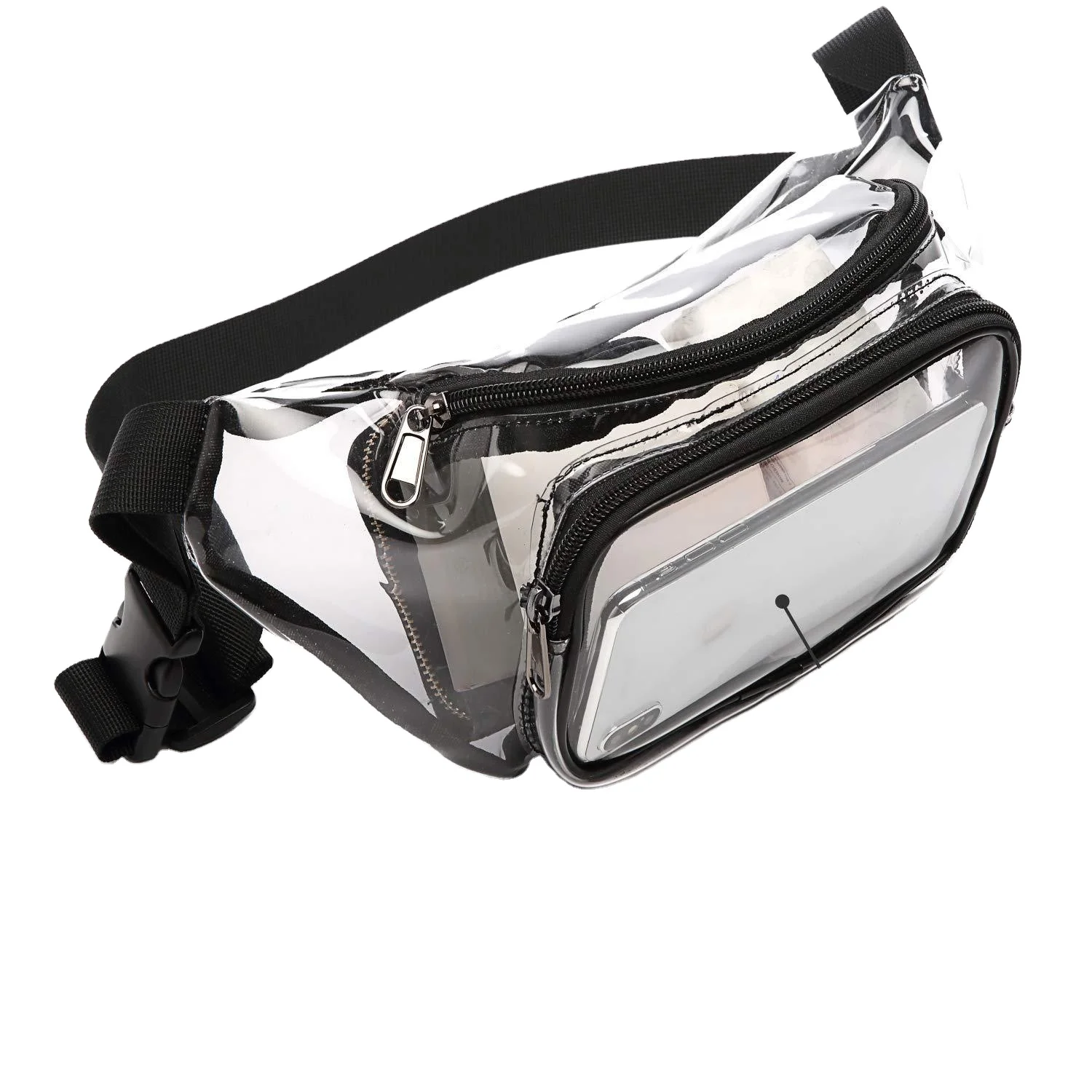

Maideng Pvc Waterproof Outdoor Sports Stadium Gym bag transparent fanny pack, Black, purple, light gray