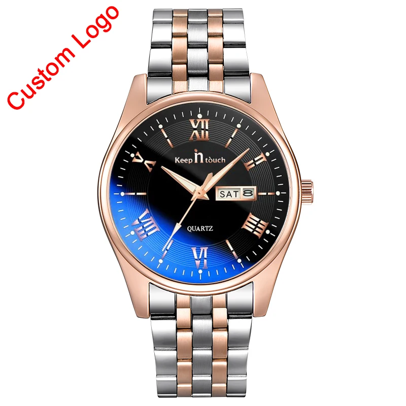 

Luxury stainless steel mens quartz watches custom logo waterproof wrist watch