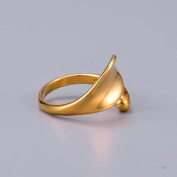 

Simple Stainless Steel 18K Gold Plated Open Concave Rings Titanium Steel Personalized Open Concave Spoon Circle Ring Jewelry, Picture shows