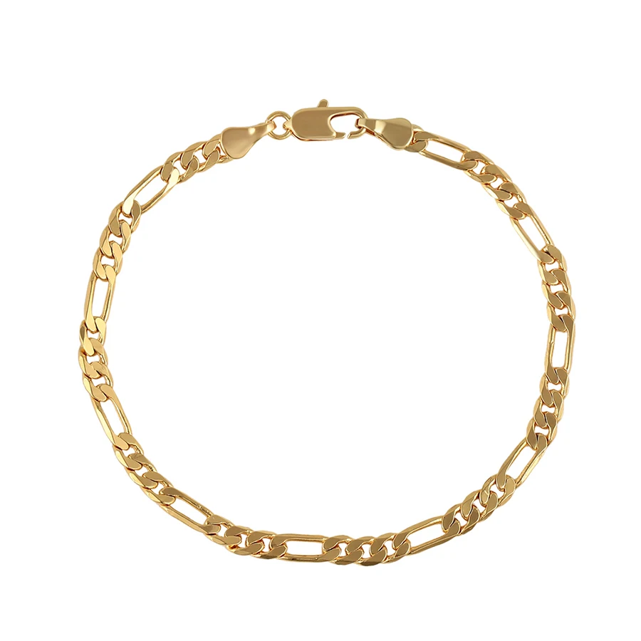 

77092 Xuping pulsera hombre unisex 24k gold color plated figaro chain bracelet