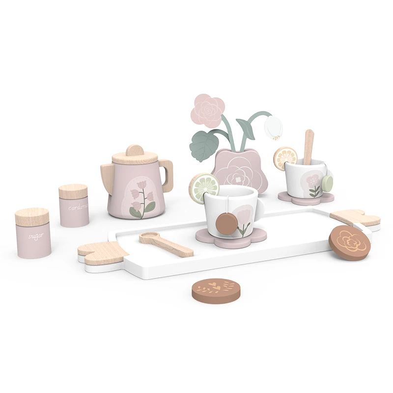 

Children Simulation Afternoon Tea Set Shop Play Tea Set Pretend Wooden Toys For Boys And Girls