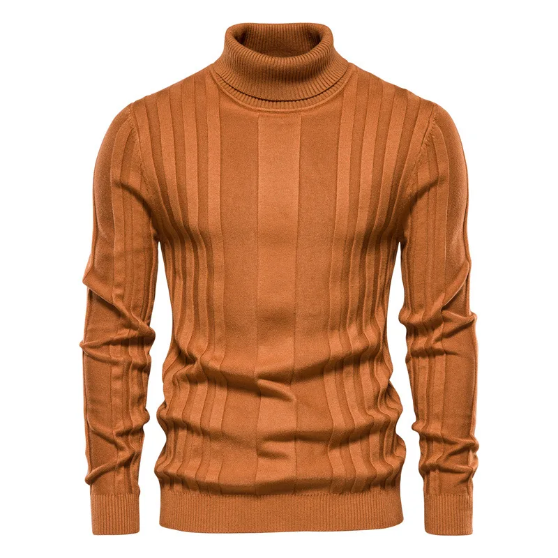 

Slim Fit Pullovers Turtleneck sweater Men quality Basic Solid Color Warm Striped knitwear Mens New Winter Fashion Sweaters Male