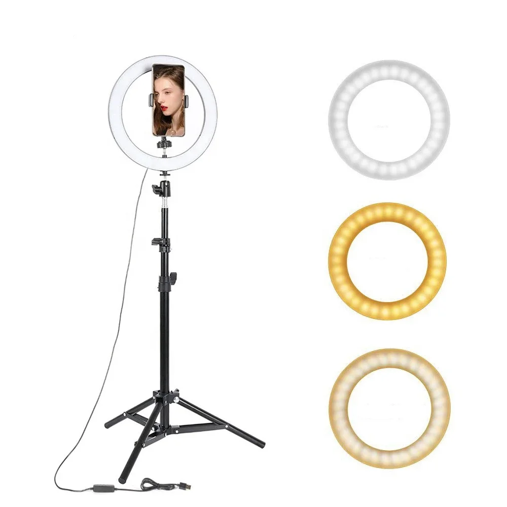 

wholesale 10 inch ring light with 2.1M tripod for the fill light with bracket stand