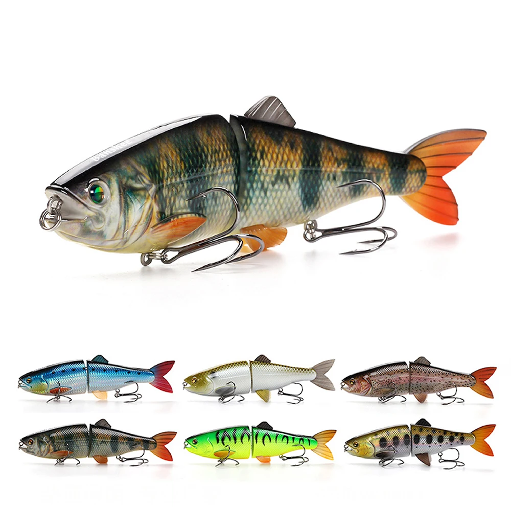 

2022Hot Double Jointed 3D Eyes Swimbait Lake River Ocear Fishing Lure ABS Plastic Firm Hook Colorful 90g/200mm Angling Tackle, 6colors