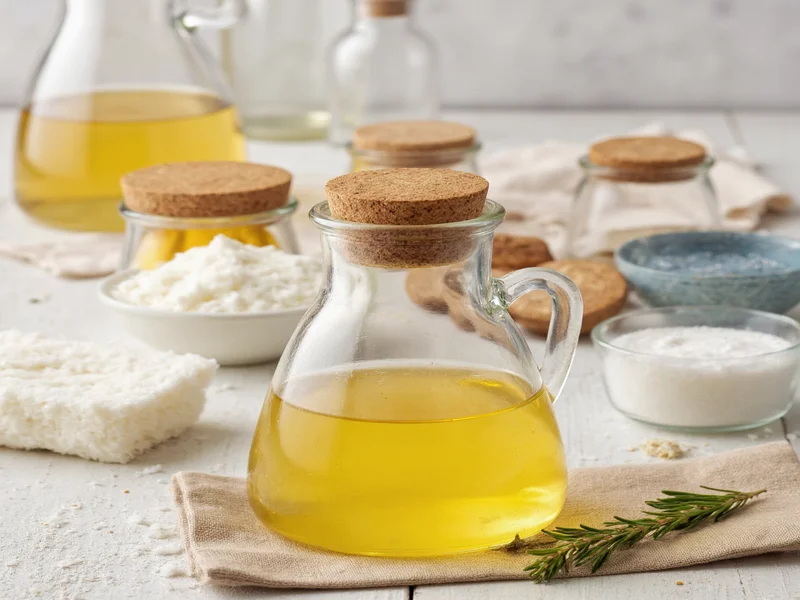 Homemade hand soap ingredients in glass containers