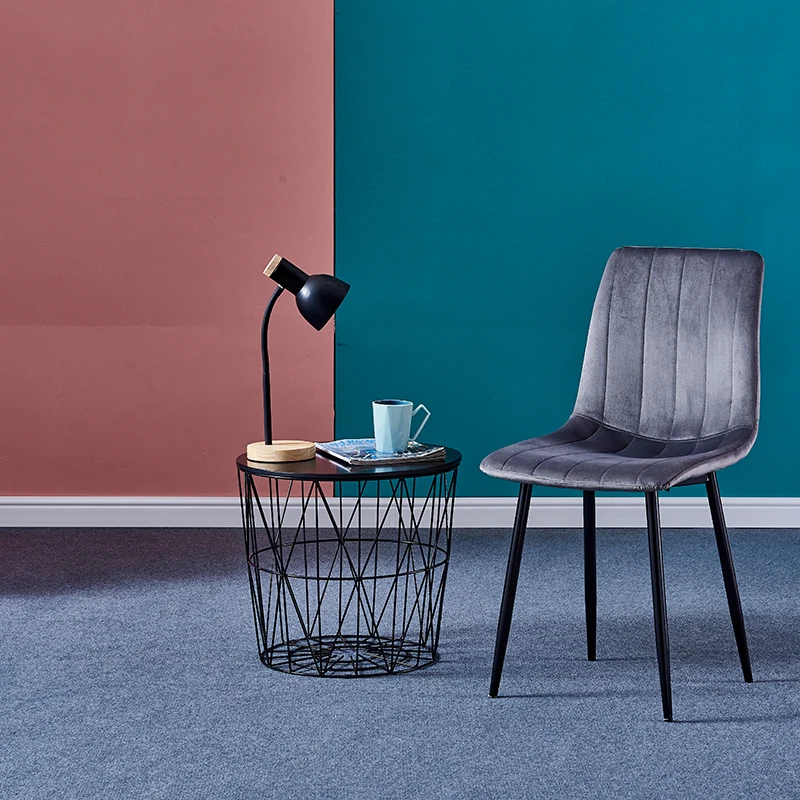 
Stock nordic Commerical Furniture Style Restaurant Dining Room Coffee Shop Velvet upholstered Fabric Modern Dinning Chair 