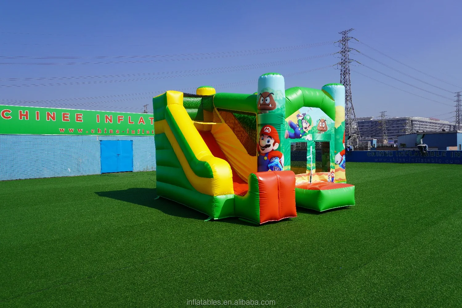 Cheap Inflatable Bouncer With Slide For Sale Mario And Friends Theme