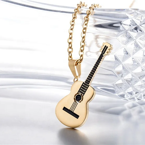 

Hip-hop rock style stainless steel guitar necklace pendant