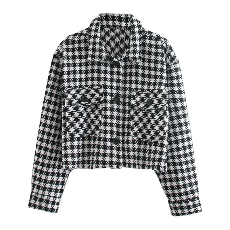 

WT825 Autumn Women Stylish Plaid Print Long Sleeve Jacket Ladies Coat Outwear Clothing