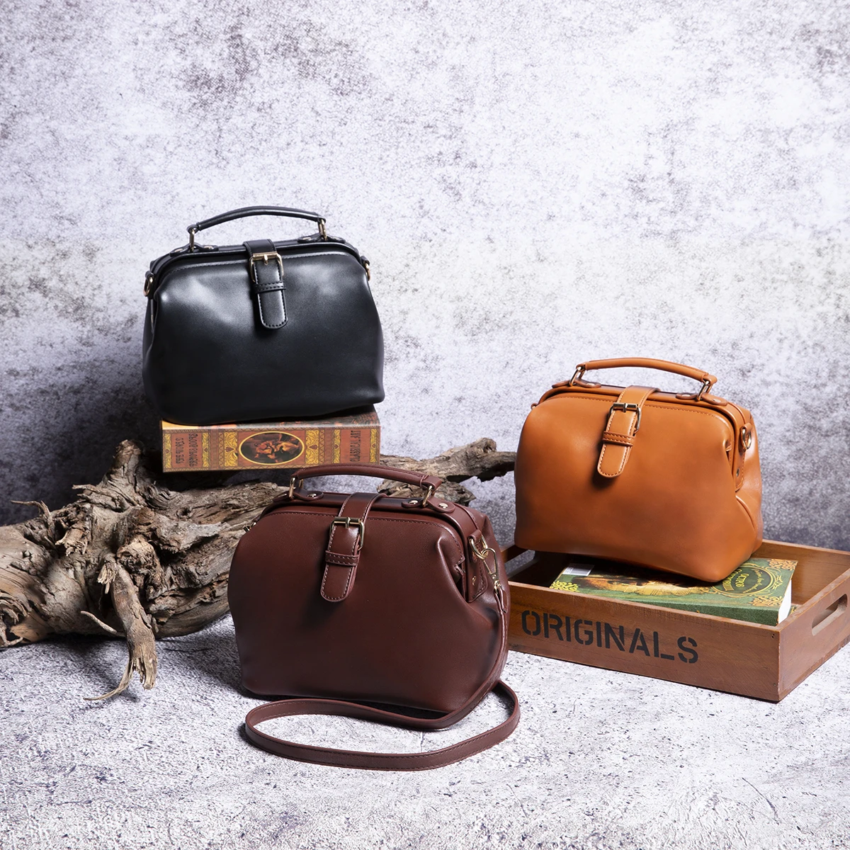 

Hot Sale Vintage Oil wax Leather Doctor Bag Cross bag Shoulder Bag Handbags For Ladies, Black,brown,chestnut