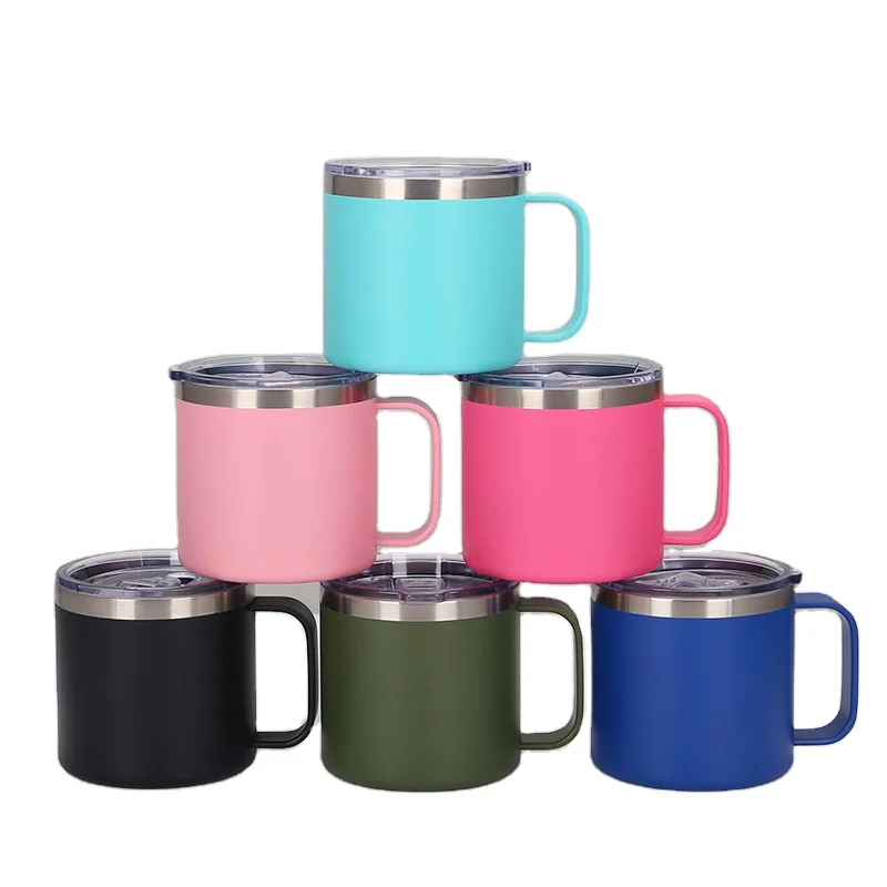 

14 oz Stainless Steel Insulated Double Wall Vacuum Tumbler Cup ,Travel Coffee Mug With Handle, 6 color
