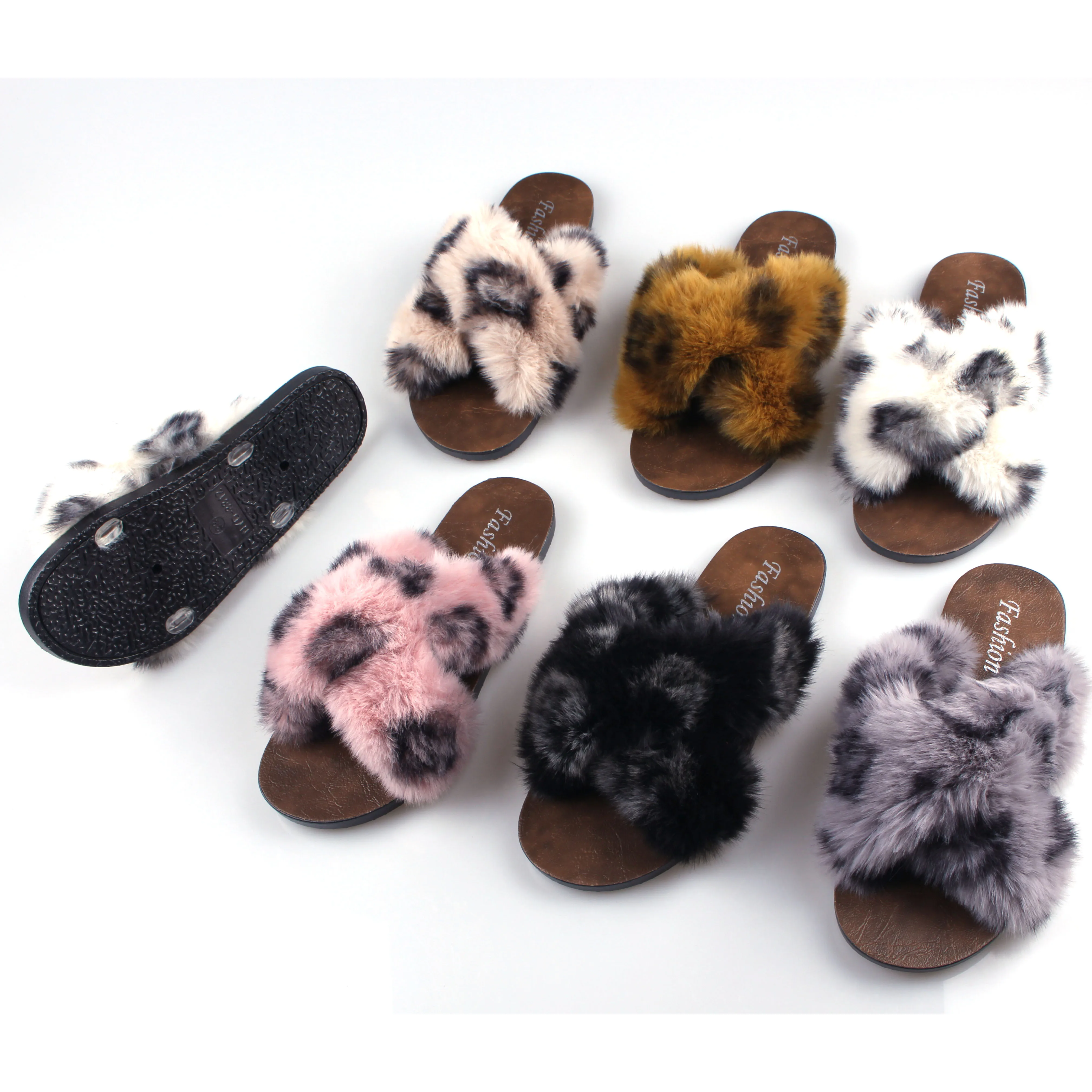 

Hot Sell Luxury Famous Brands Soft Mink Fur Slides Customized Color Women Real Fur Slippers
