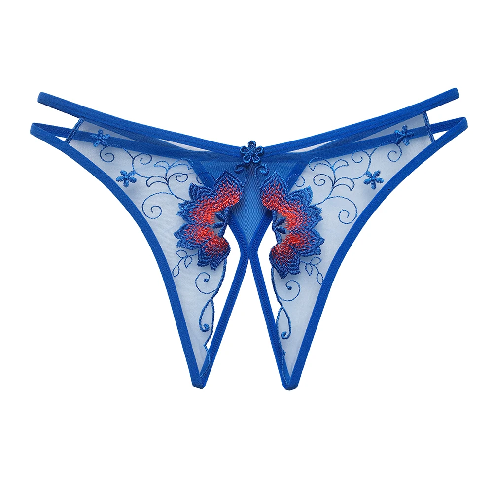 

Wholesale Amazon Hot sale Open Crotch Sexy lace flower embroidery transparent Girl Thongs Lingerie, Picture shows