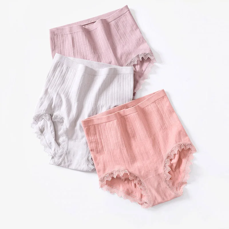 

High-Rise Women Cotton Control Panties Slimming Ladies Sexy Lace Lingerie Seamless Breathable Underwear Female Control Panties