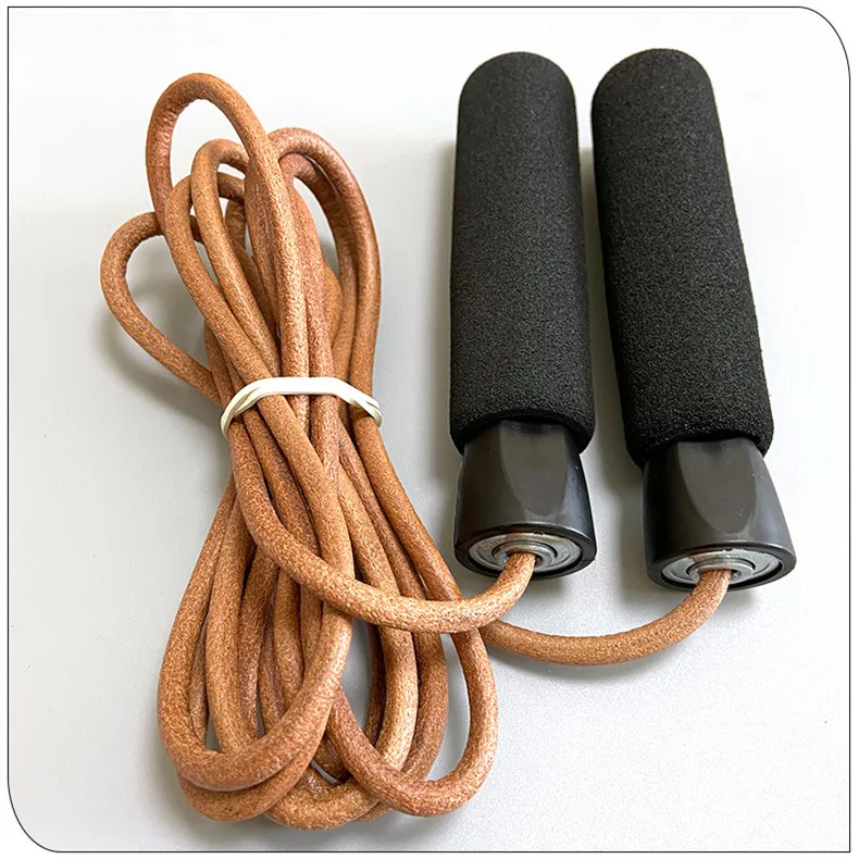 

2021 best seller heavy durable real cow leather pvc jump rope for skipping jump, Customized color